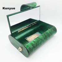 21new trendy women solid pearl green acrylic evening bag interior mirror clutch purse luxury lady party prom chic dress handbags