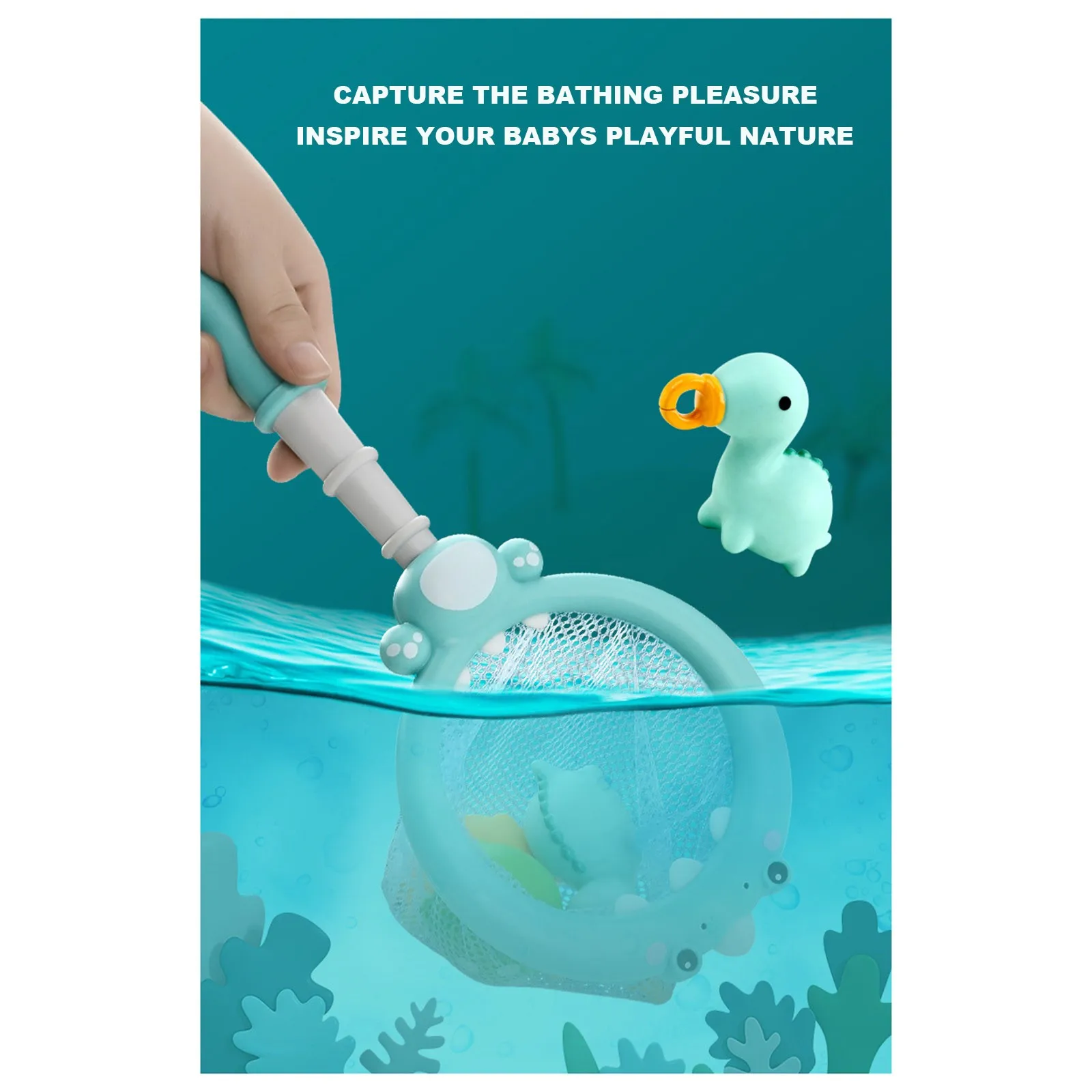 

Baby Bath Toys For Children Summer Bathing Floating Soft Rubber Dinosaurs Water Tub Toy Squirts Spoon-Net 1Set Fishing Game 50