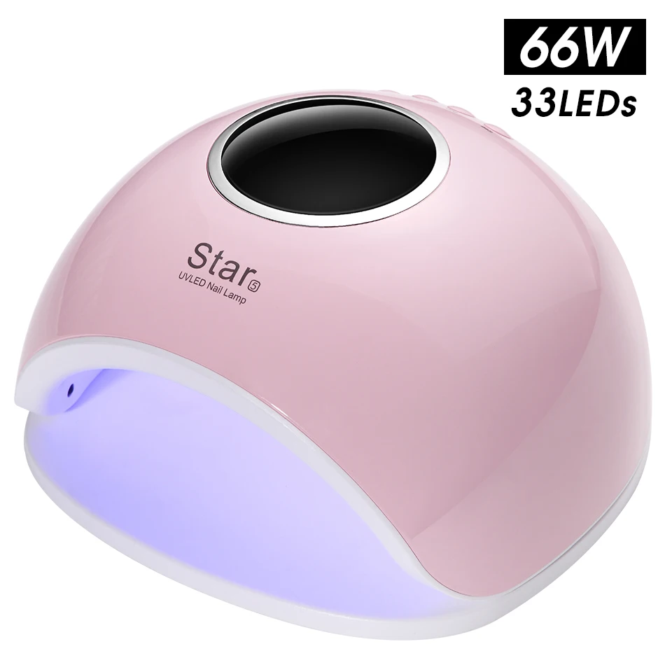 Star 5 Pink 66W ROHWXY УФ-лампа для ногтей для маникюра светодиодный Сушилка для ногтей сушки лампа для сушки гель-лака ЖК-дисплей автоматический датчик 30 s/60 s/90 s дизайн ногтей инструмент - Цвет: Star 5 Pink 66W