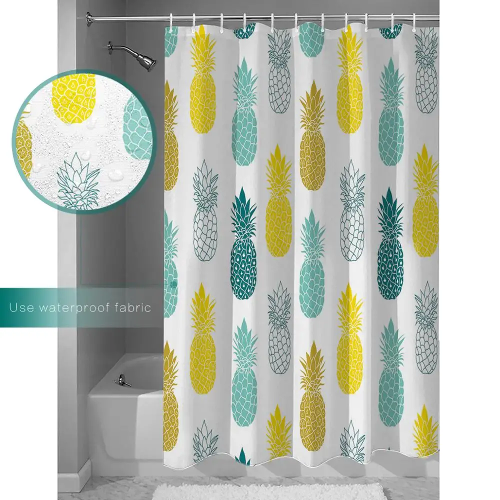 Летняя с золотыми ананасами водонепроницаемая ткань из полиэстера занавес для
