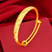 classical yellow gold plated bracelet bangles for women fine jewelry car flower womens bracelet wedding fine jewelry