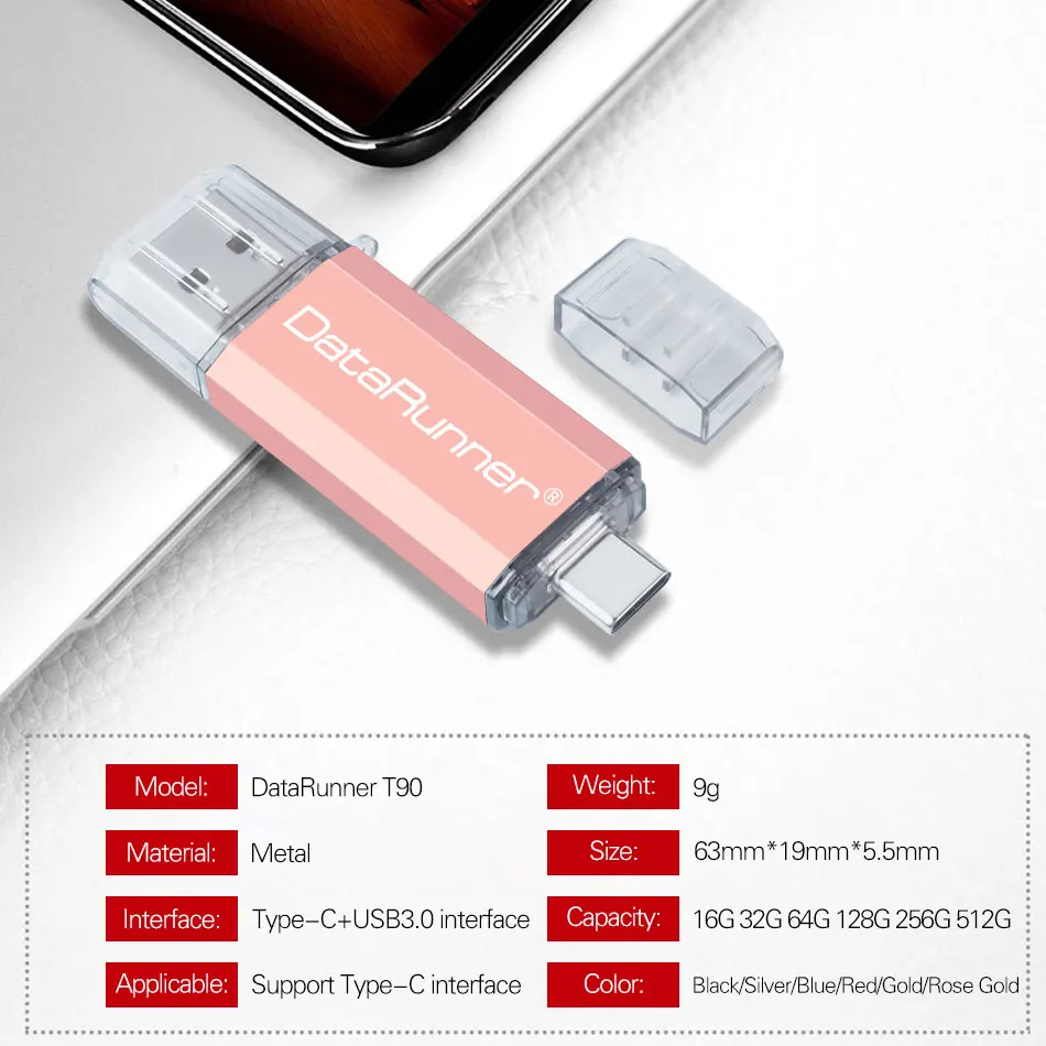 Новый usb флеш накопитель DataRunner 3 0 type C 128 ГБ OTG 32 64 256 флешка 512 USB для мобильных