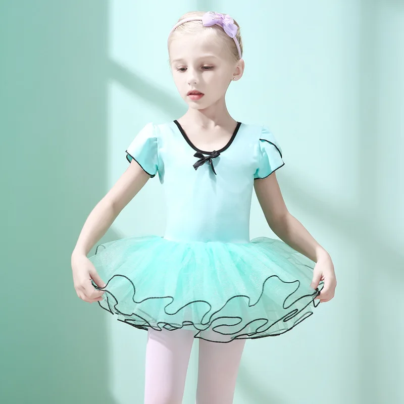 

Girl Ballet Dresses Professional Team Ballet Costumes Tights Blue Lace Dance Training Clothes Children Leotard Dance Dress