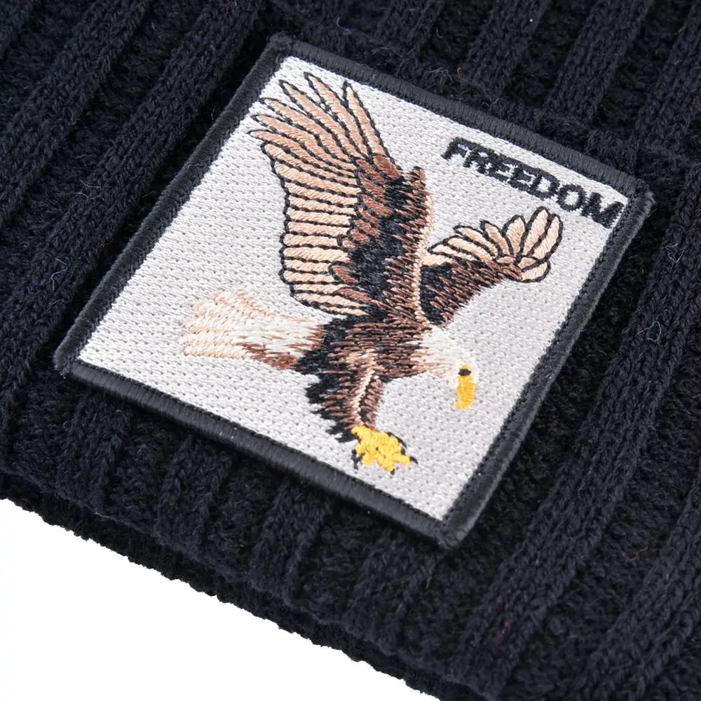 

TQMSMY Skullies Beanies Men Winter Knitted Hats With Eagle Patch Knitting Streetwear Hip Hop Gorras Women Warm Bonnet Cap TBY