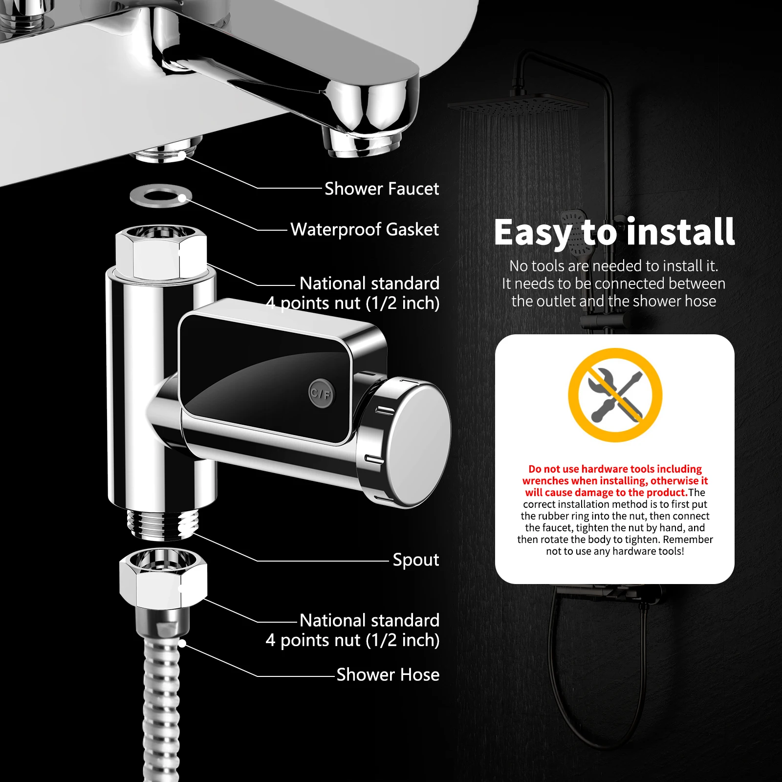 Цифровой термометр для душа измеритель температуры воды на кране