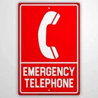 public telephone booth emergency contact warning decorative panel emergency telephone metal reminder sign 8x12 or 12x16 inches