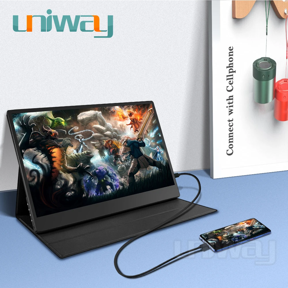 Портативный сенсорный монитор Uniway 4k hdr 15 6 hdmi type c для ноутбука компьютера телефона