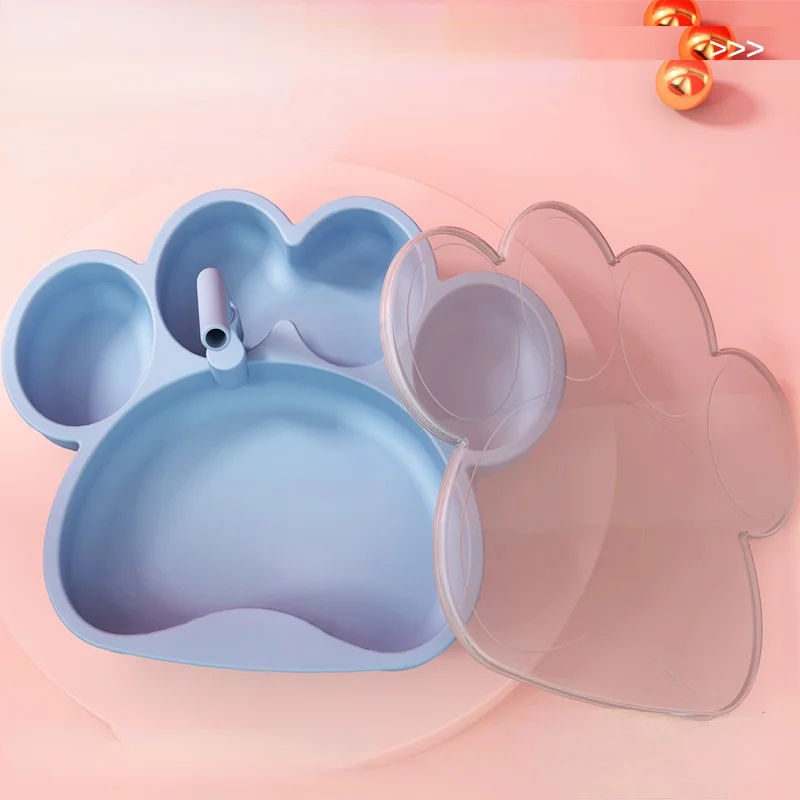 

Детская силиконовая обеденная тарелка, интегрированная детская посуда, чаша для дополнительной еды, нескользящая, без БФА, устойчивая к пад...