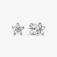 sparkling snowflake pan earrings for women 925 sterling silver ear rings fashion jewelry clear cz earring