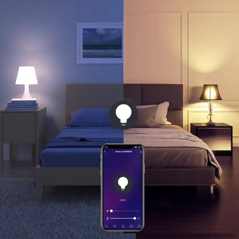 

Long-range Control Smart Wifi Bulb Dimming Light Bulb 9W RGBCW Smart Light Bulb Voice Control Work With Alexa Google Home