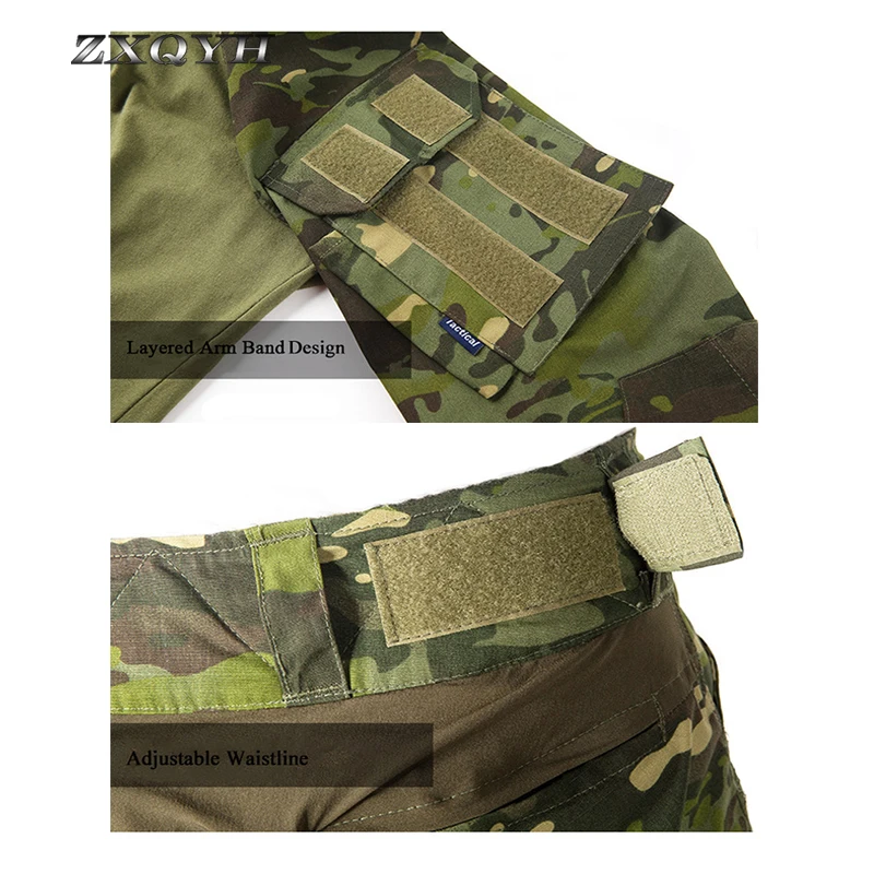 ZXQYH, военная, тактическая, новая форма, боевая, Армейская, Bdu, наборы, уличная, для охоты, стрельбы, Униформа, карго, рабочие костюмы, камуфляж, водонепроницаемый набор