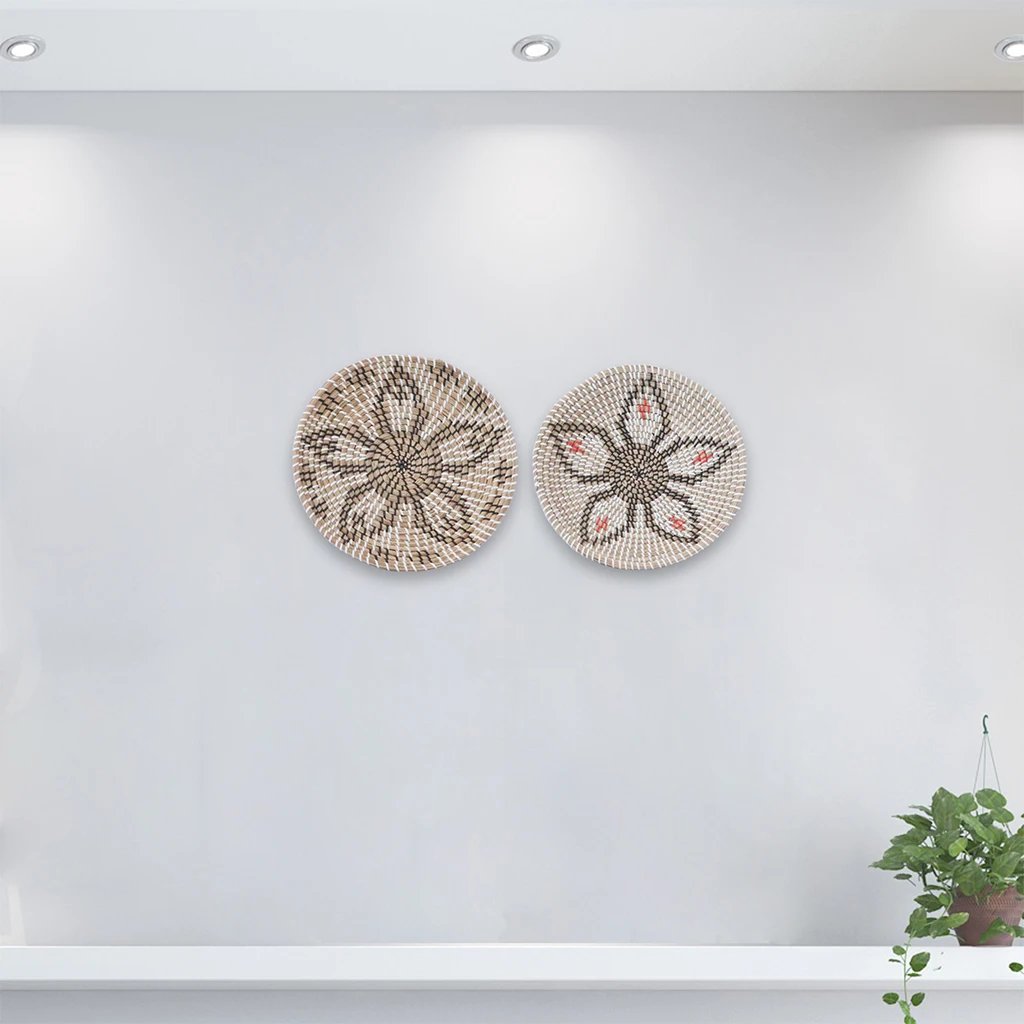 

Плетеная настенная корзина, украшение, натуральный декоративный подвесной деревенский Декор для дома