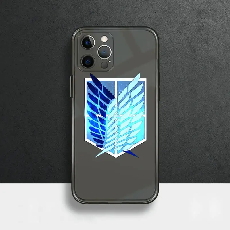 

attack on titan Phone Case for iPhone 11 12 pro mini 7 8 Plus X XS XR Max Black transparent clear shell