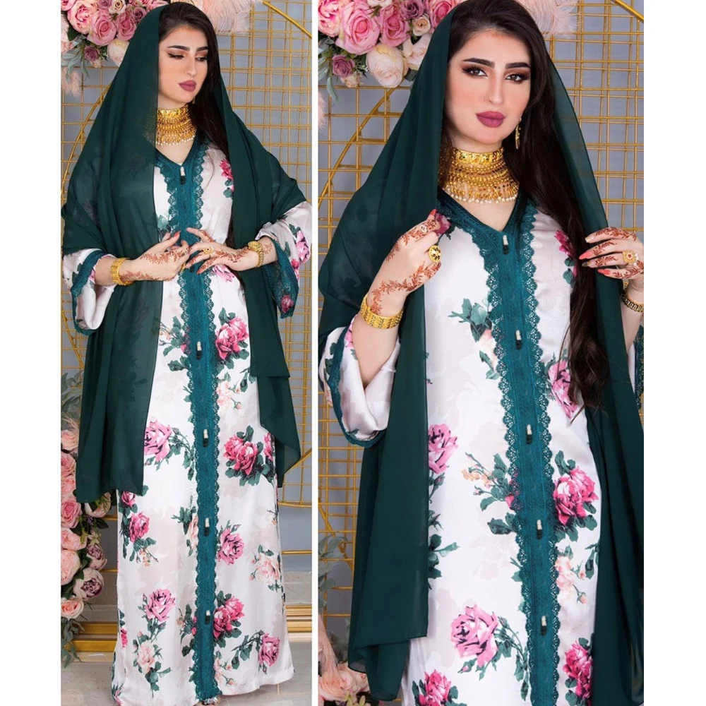 

MD Pakistani Hijab Dress Women Turkish Islamic Clothing 2021 Eid Mubarak Muslim Abaya African Print Boho Robe Djellaba Femme