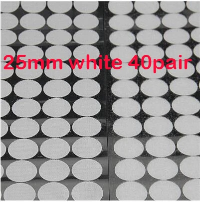 25mm white 40pair Сильный само липучками клейкая лента 10/15/20/25/30 мм липучками горошек Стикеры на застежке-липучке; цвет белый, черный; Круглый нейлон грудь лента 50P - Цвет: 25mm white 40pair