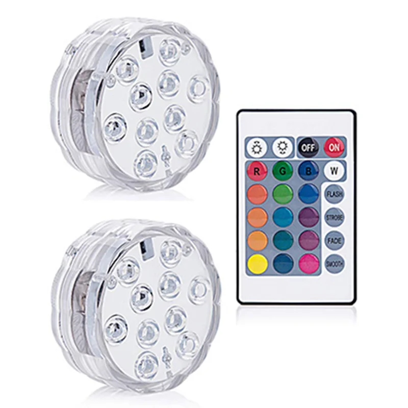 2 lamp 1controller 10 шт. в упаковке, погружной светильник, лампа с дистанционным управлением, RGB, на батарейках, подводный ночник, напольная ваза, садовые, вечерние, Декор - Цвет: 2 lamp 1controller