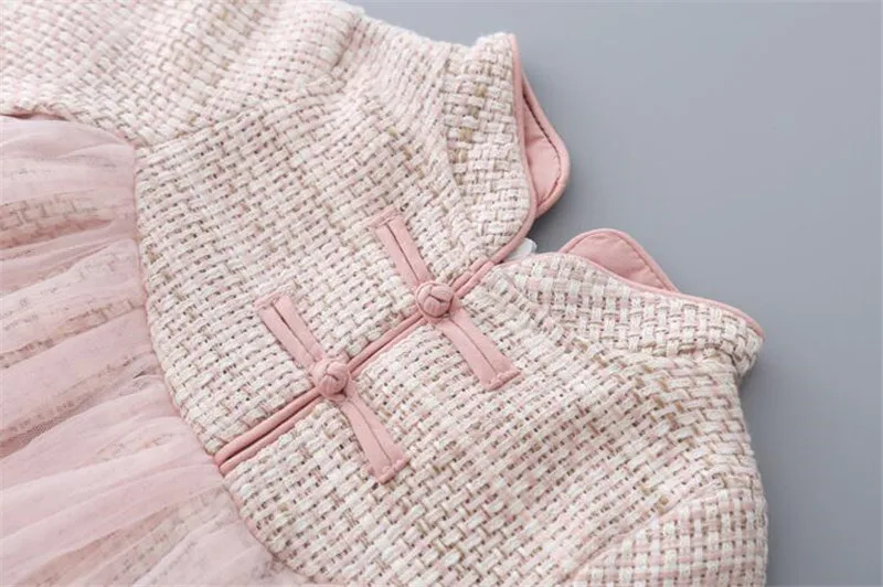 Модное платье с длинными рукавами для маленьких девочек Осенняя Классическая