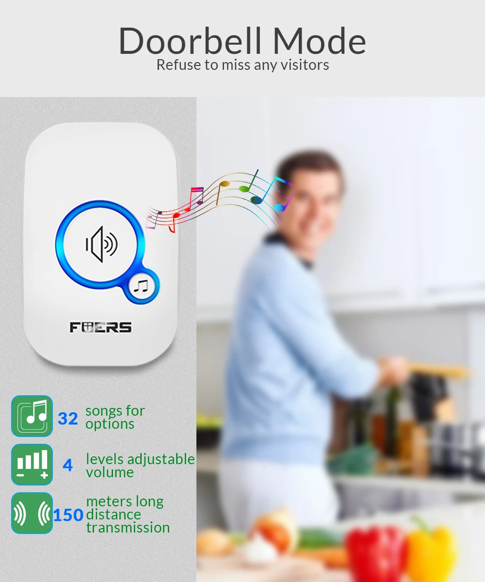 Fuers беспроводной дверной звонок смарт-колокольчики Добро пожаловать