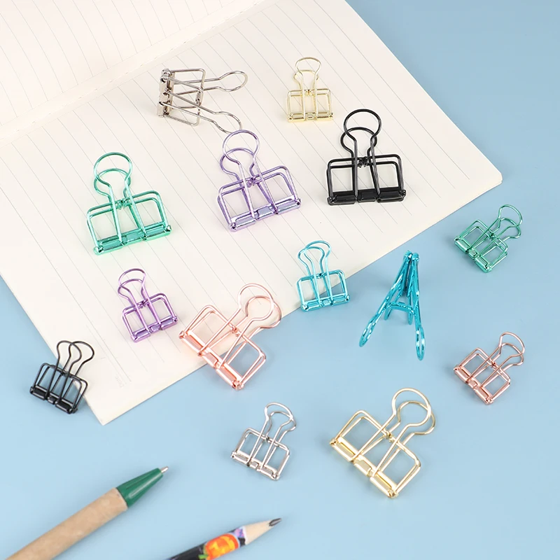 

5pcs simple multicolor metal hollow long tail clip creative stationery wallet