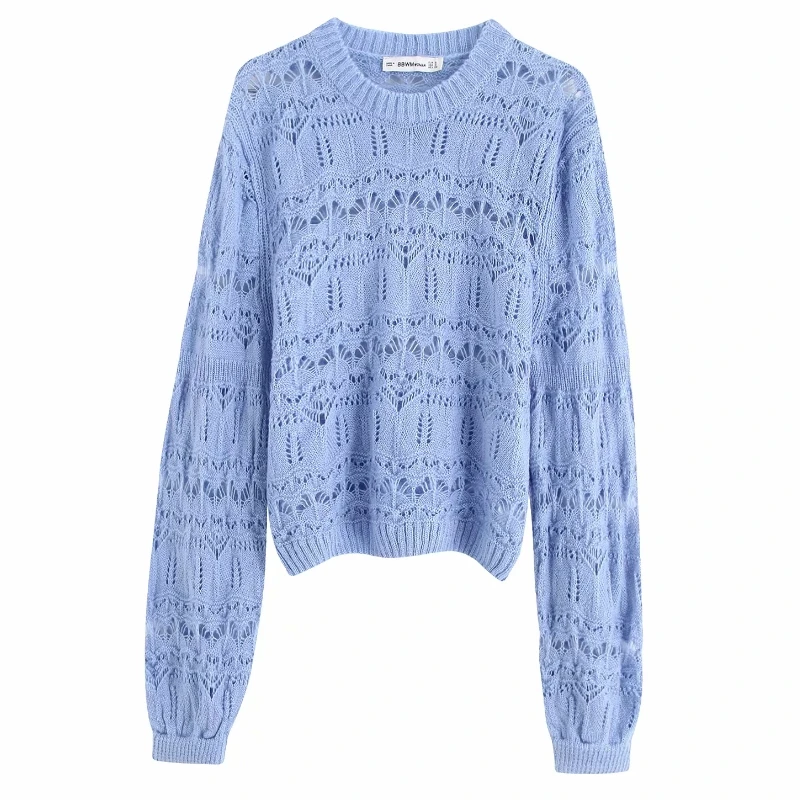 Новая женская однотонная повседневная трикотажная блузка с круглым вырезом и