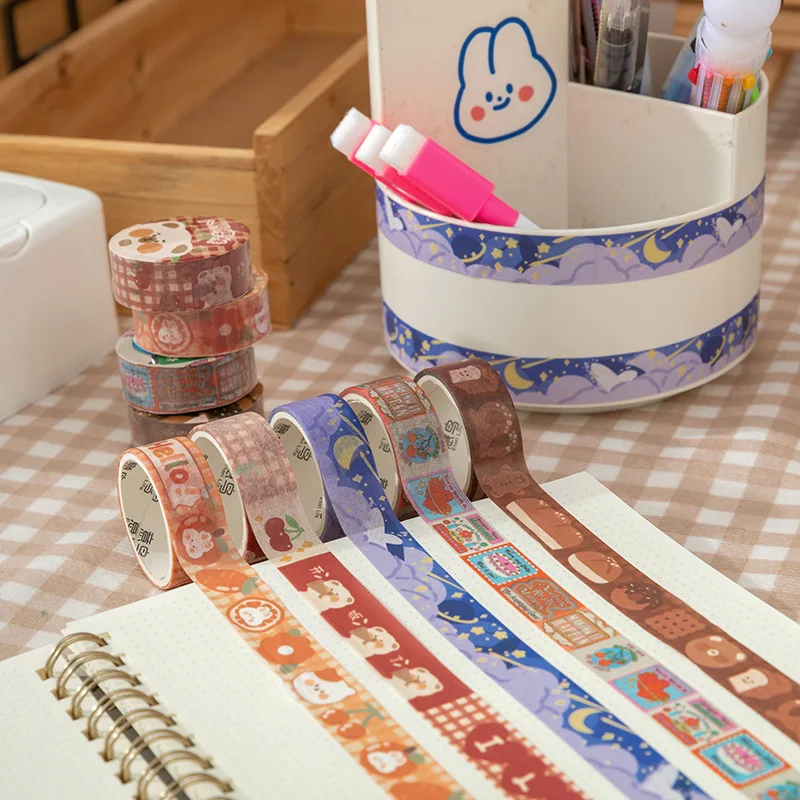 

Кавайная Васи-лента для скрапбукинга, украшение «сделай сам», журнал, Корейская лента, милый медведь, планировщик, Маскировочная лента, бума...