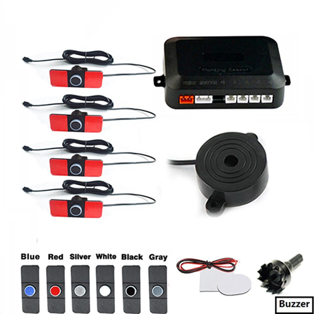 Комплект парковочного датчика 4 плоских звуковой сигнал/светодиодный/ЖК дисплей