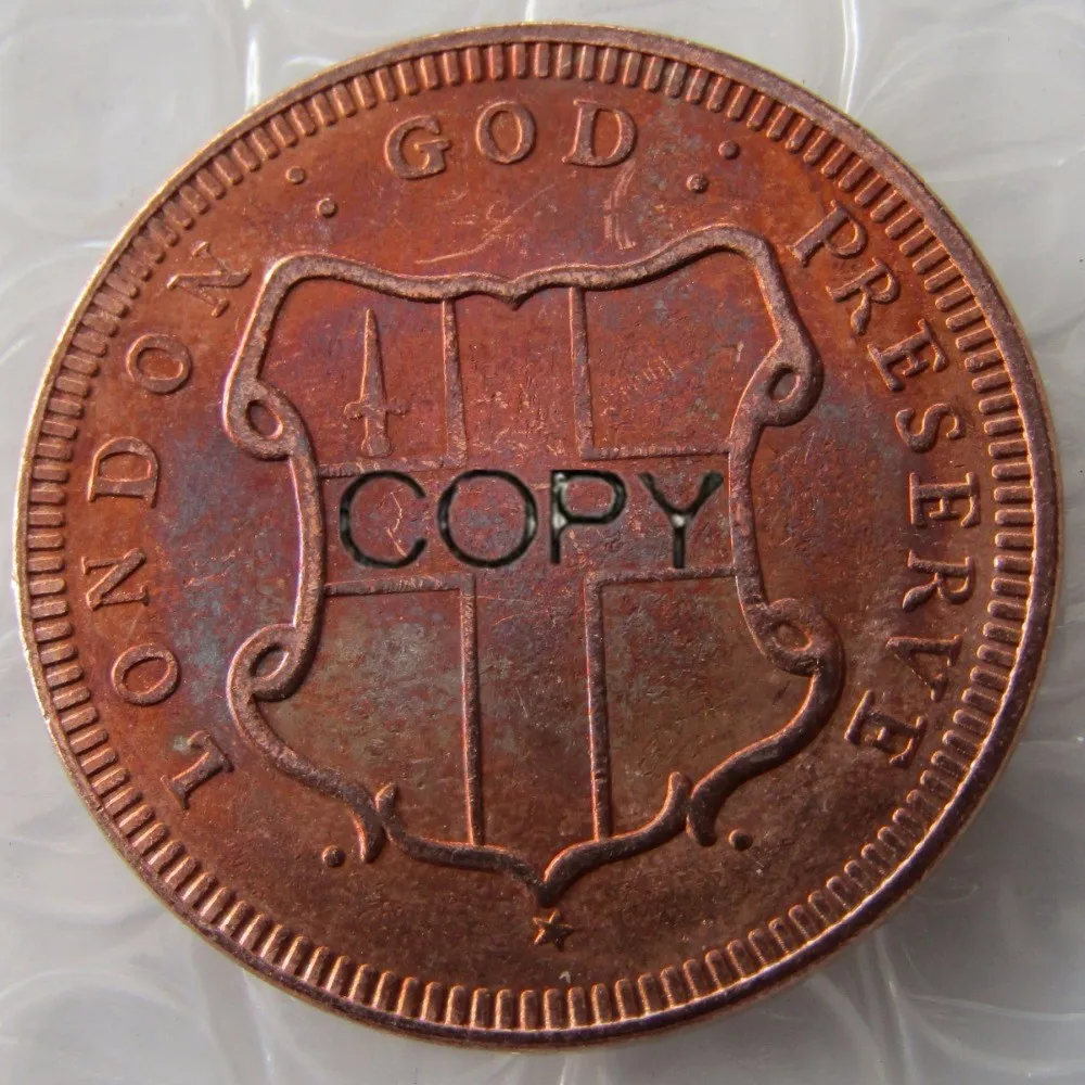 1694 Лондонский жетон слона половина Пенни колониальный Coinage толстый Планше копия