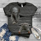 Новинка 2020, модная удобная свободная летняя рубашка с коротким рукавом, 3 дт, футболка с принтом для пары, футболка со слоном, топ с животными