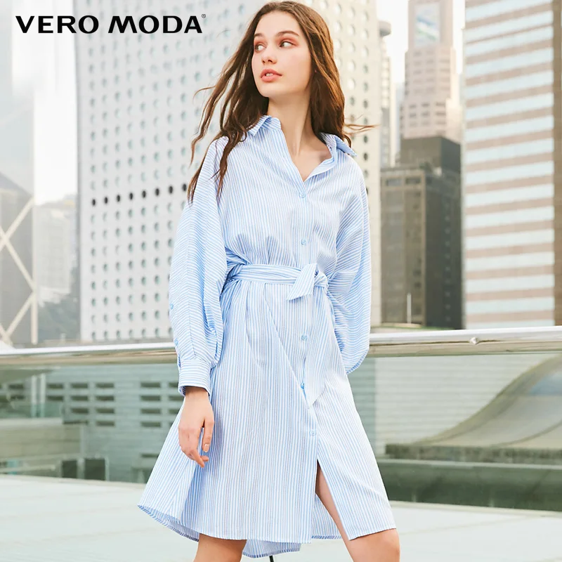 Платье в полоску с длинными рукавами для весны и лета Vero Moda | 3191SZ506|Женские платья|