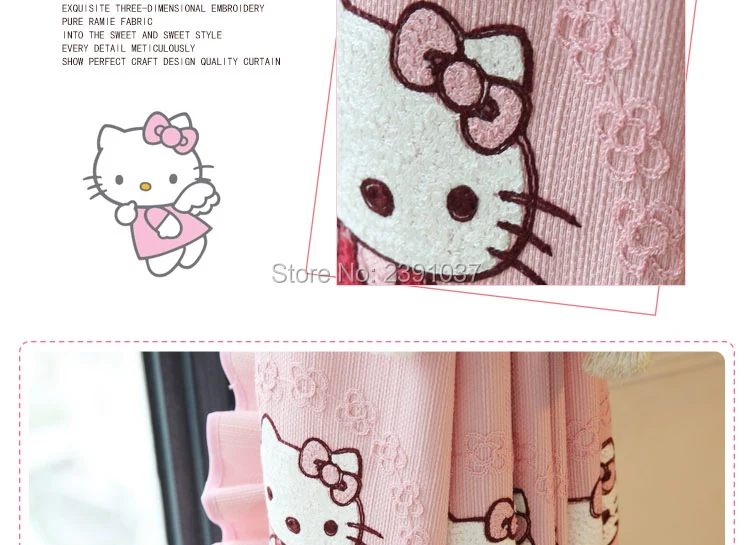 Hello-kitty, оконные шторы, занавески, тюль для детской комнаты, балдахин, европейский стиль, утолщение, затенение, современное окно