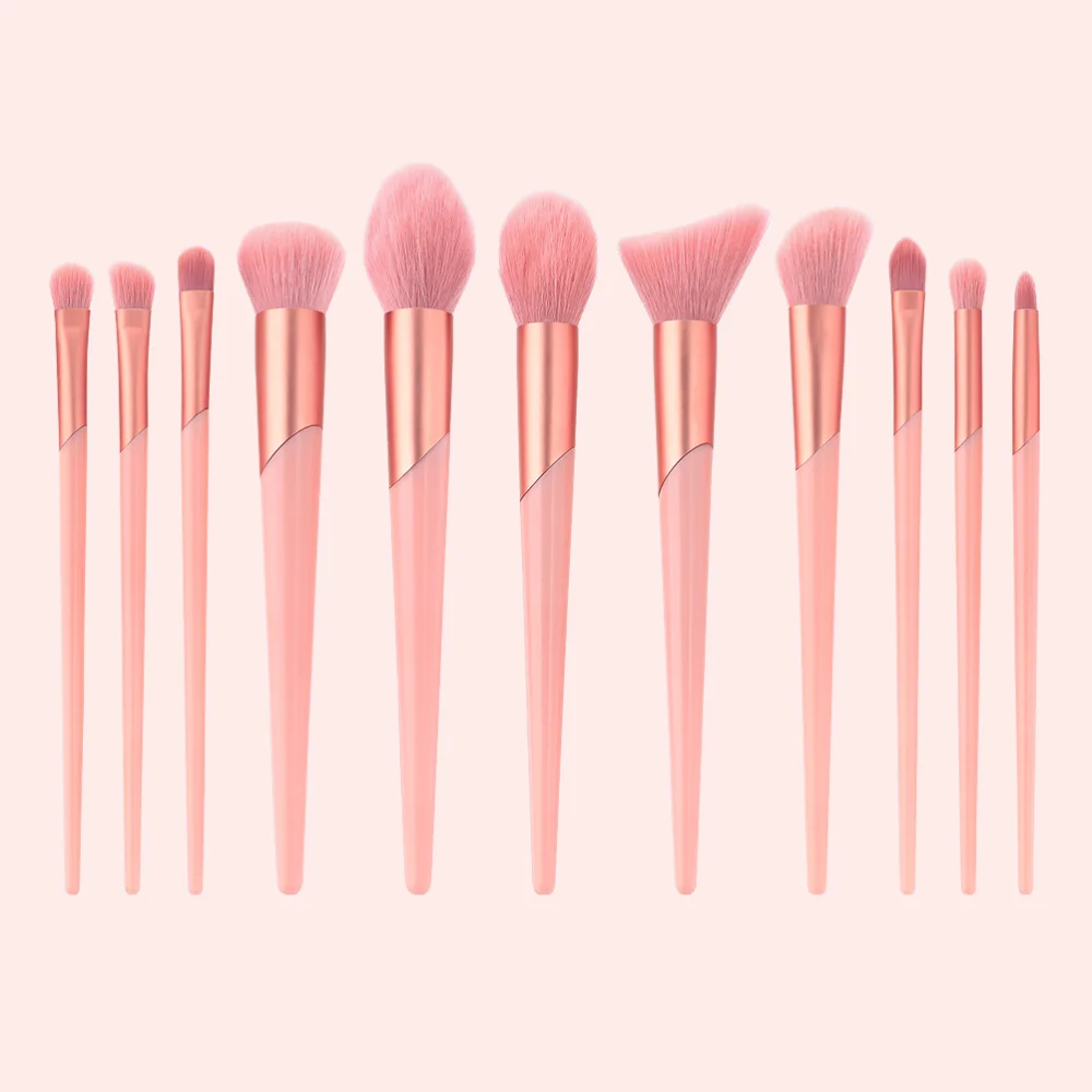 

11pcs Wooden Handle Nylon Bristles Makeup Brush Cosmetics Powder Blush Brush Kit for Woman Ladies (T-11-010)