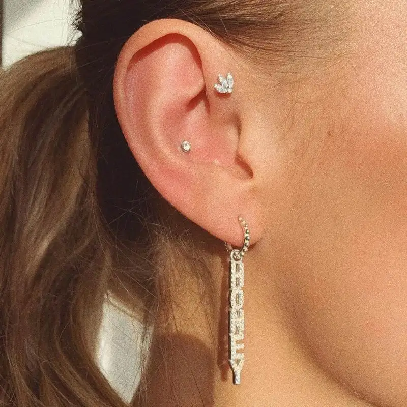 Новые Романтические серьги инкрустация Блестящий Стразы CZ буквы медовые капли