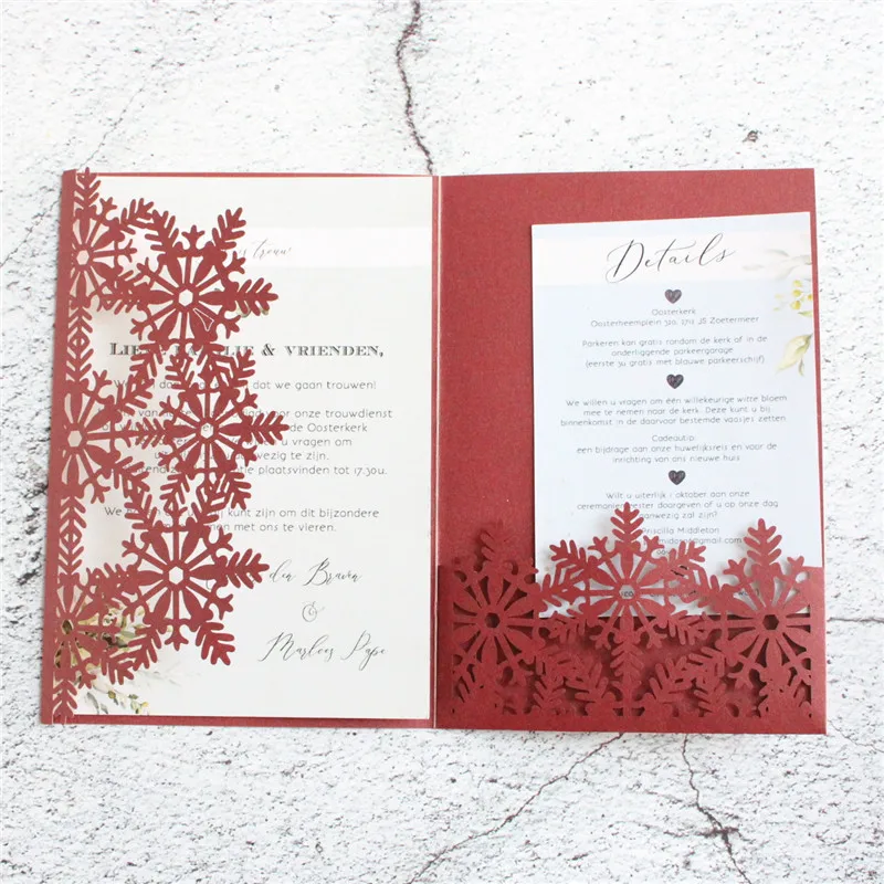 Black wedding cards invitations snowflake laser cutting Xmas holiday greeting party supply 20 pcs | Дом и сад