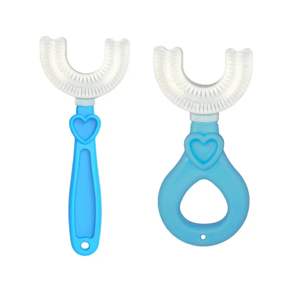 

2PCS Kids U Shaped Toothbrush Toddler Toothbrush 360 Teeth Wrapped Oral Massage Cleaning Baby Toothbrushes Full Mouth