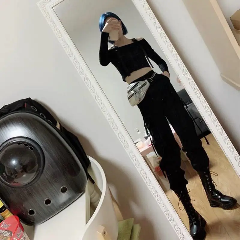 Женские брюки-карго с высокой талией Модные свободные брюки карманами женские