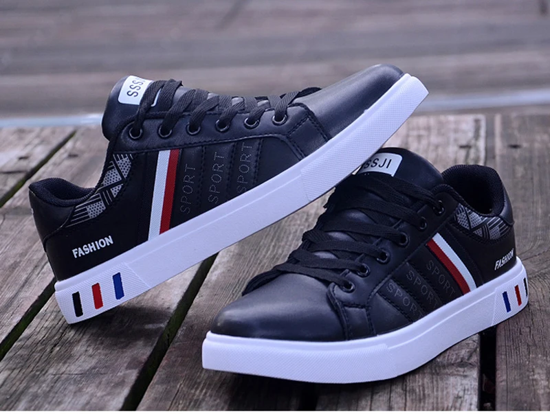 Кроссовки мужские из ПУ кожи на шнуровке удобные дышащие спортивные кроссовки