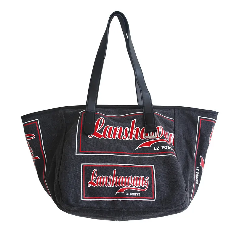 

Retro Canvas Shoulder Bag trend portable canvas bag women 2021 new fashion letter Tote Bag