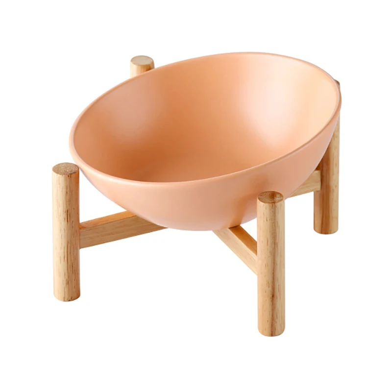 

Ceramic Pet Feed Bowl Cat Dog Bowls Tilted Elevated Raised Pet Bowl With Wood Stand Feeder For Dogs Cats Pet Drinking Supplies