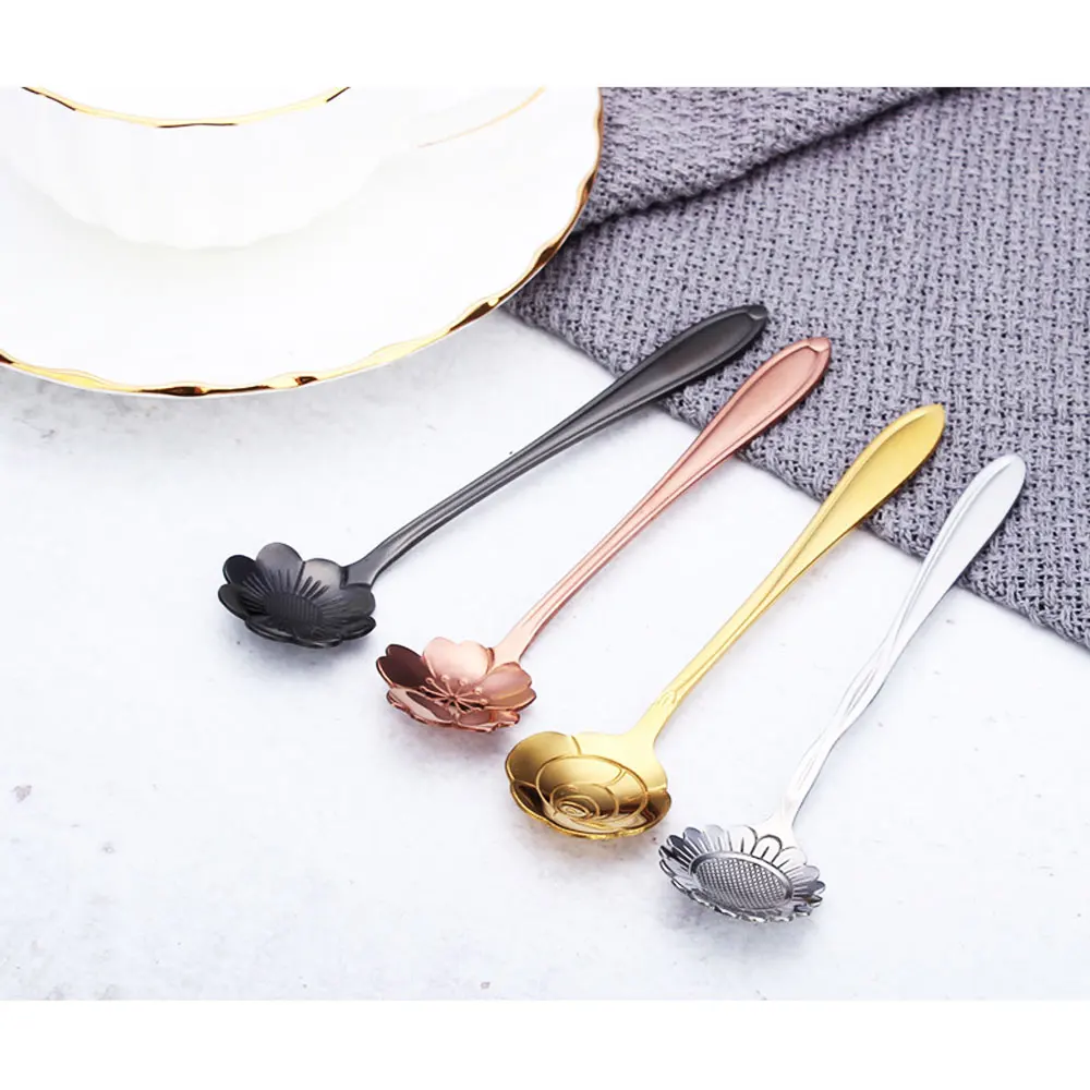 4 шт./компл. посуда из нержавеющей стали креативный цветок кофе перемешивание