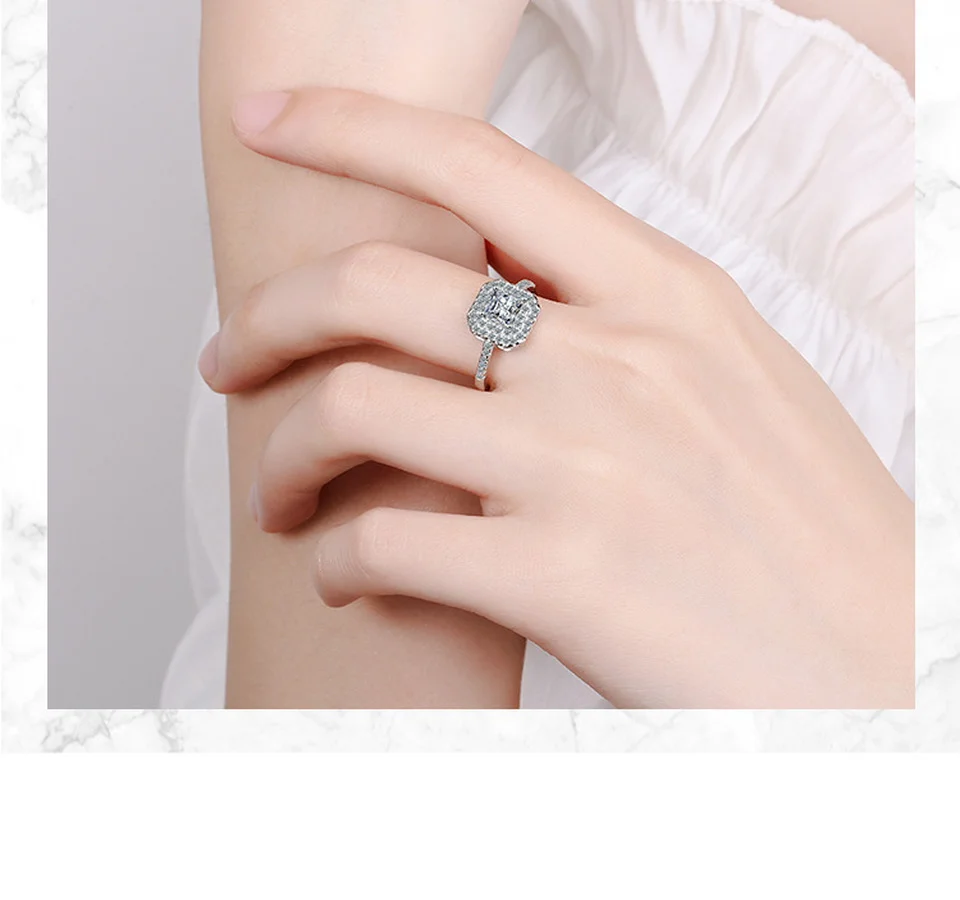 

Luxury Zircon Diamond Ring for Women Wedding Statement Ring 925 Silver Plated Fashion Jewelry Adjustable Couple Rings Female