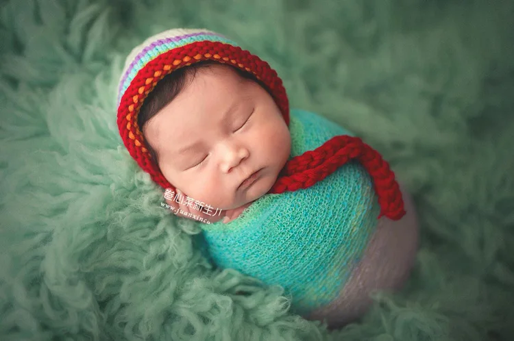 Сверхмягкая эластичная ткань реквизит для фотосъемки новорожденных Радужная