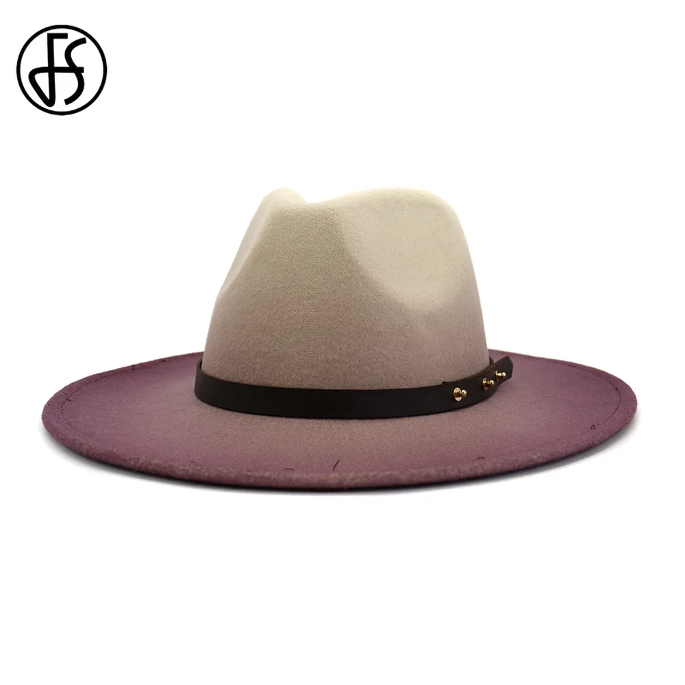 FS/модная шляпа с широкими полями для церкви Дерби Панама градиентный цвет