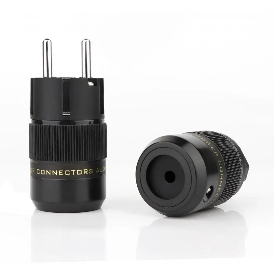 Одна пара P077E + C077 Европейская розетка Schuko с родиевым покрытием и штепсельная