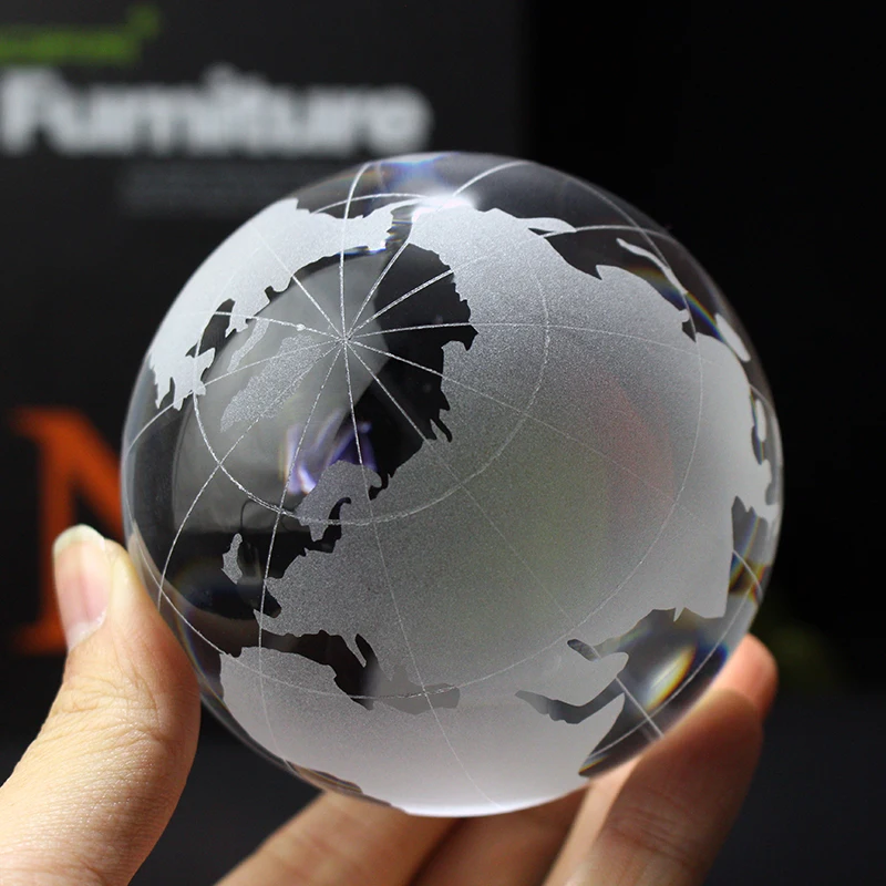 

Glass Globe Ball Feng Shui Crystal World Map Sphere Global Home Decoration Accessories Crystal Craft Gift