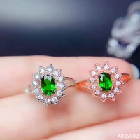 kjjeaxcmy fine jewelry 925 sterling silver inlaid crystal natural gem diopside new female lady ring luxury support detection