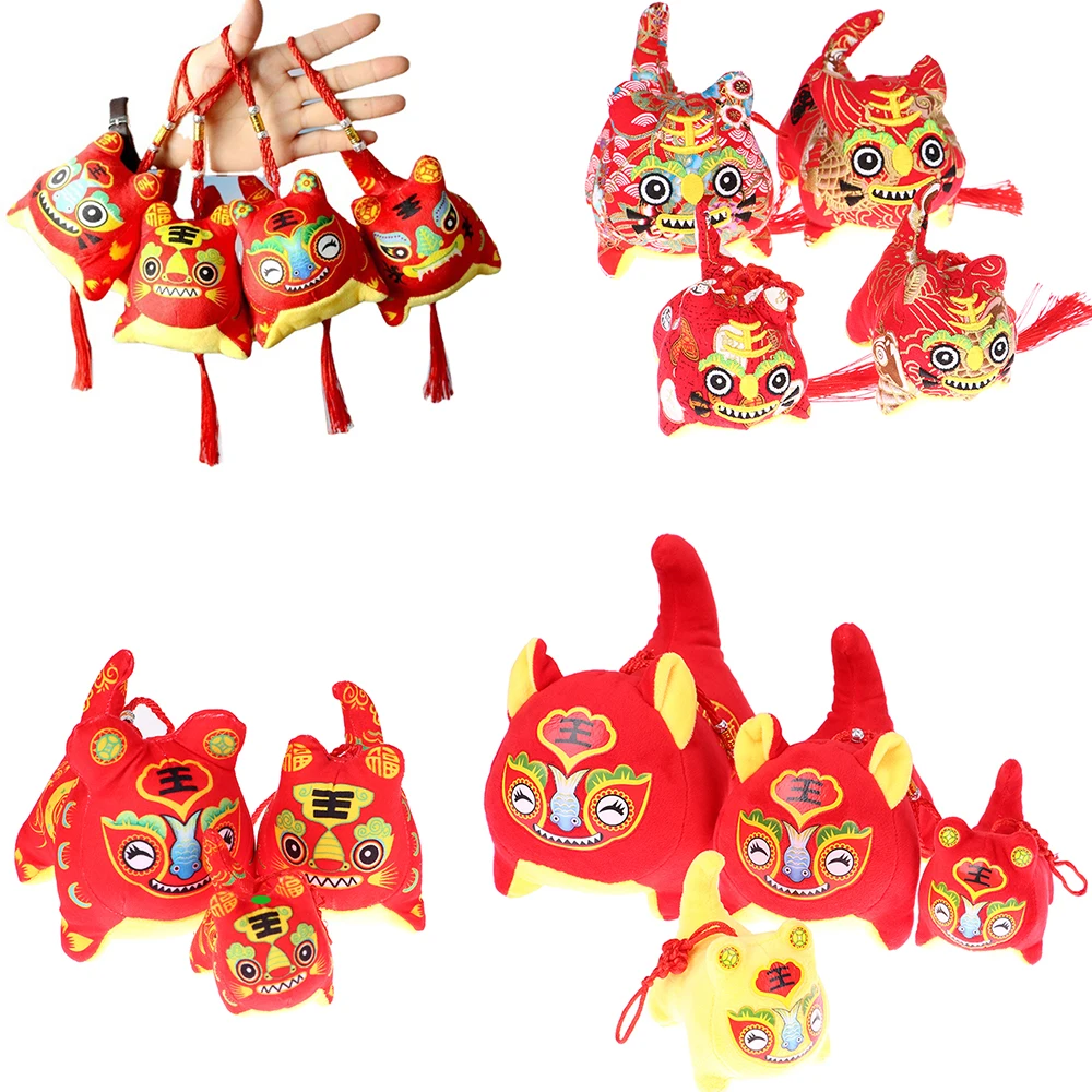 2022 китайский новый год знаки зодиака набивной тигр талисман кукла украшения на