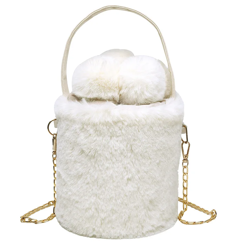 

Winter Plush Ladies Bags for Women 2020 Trend Luxury Purses and Handbags Casual Chain Cute Soft Bucket Women's Crossbody Bag