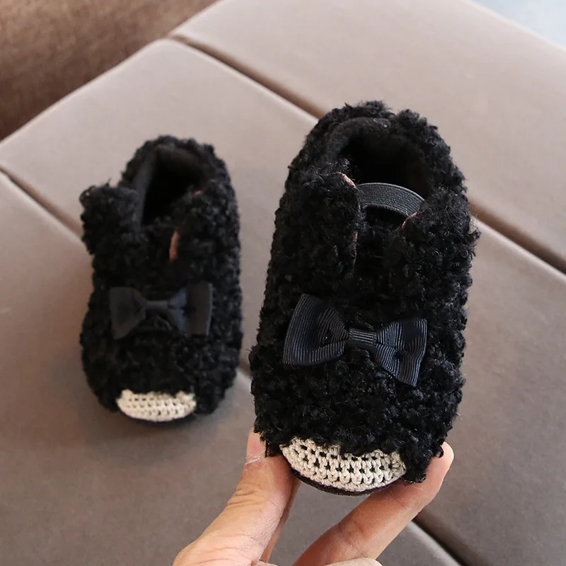 Новая детская зимняя обувь на плюшевой подкладке Платье принцессы с бантом для