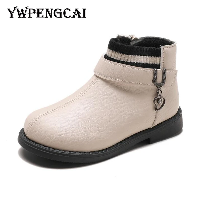 YWPENGCAI ботинки для девочек сезон осень-зима из мягкой искусственной кожи больших