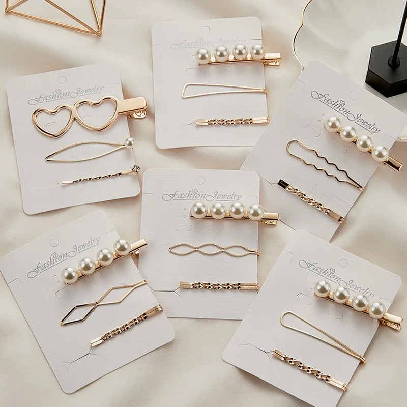 3 шт./компл. корейский Ретро Металлические жемчужные Любовь слова клипса набор